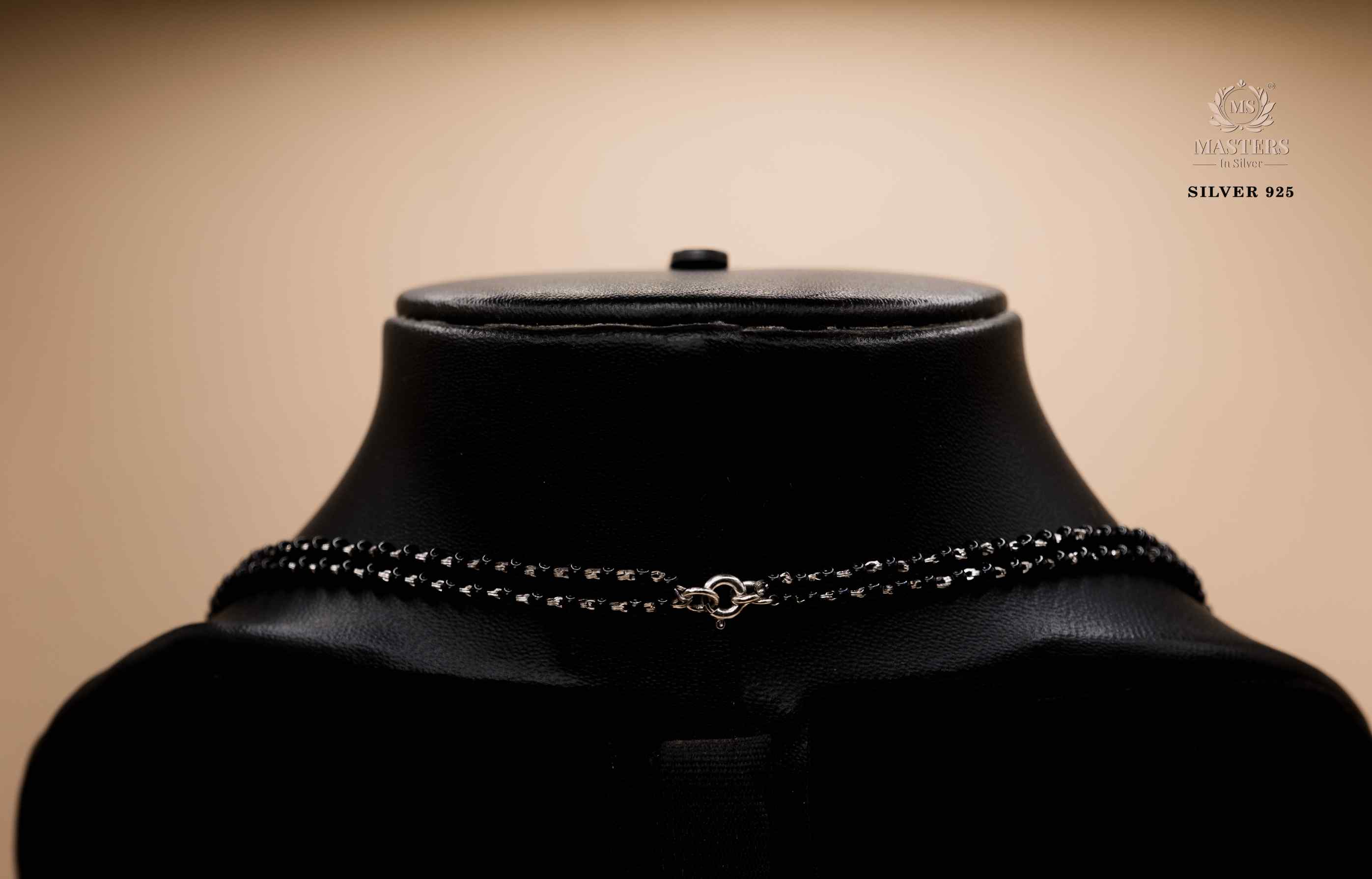 MANGALSUTRA MID SIZE PENDANT SHINING DIAMONDS TYPE ORIGINAL STERLING SILVER