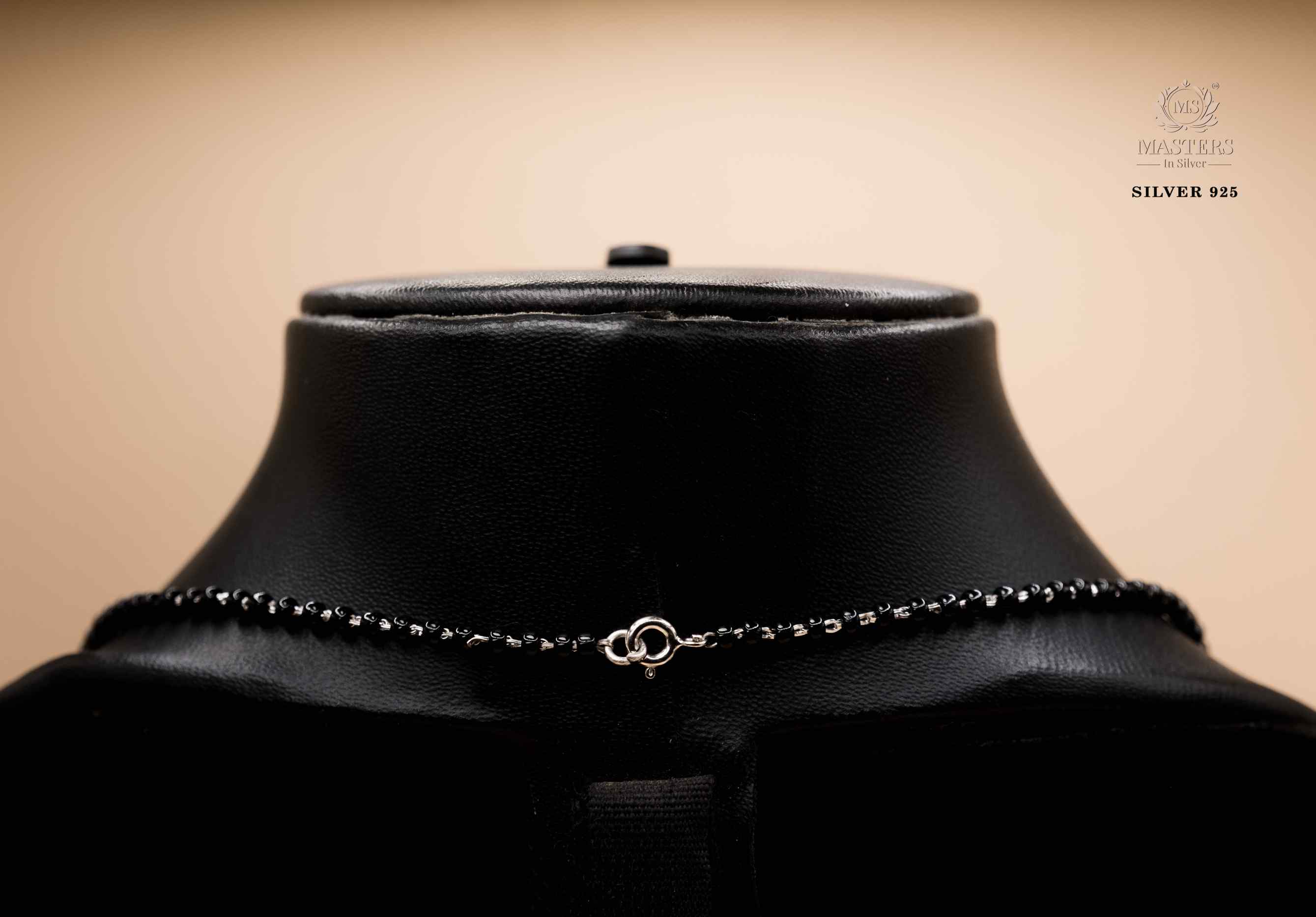 MANGALSUTRA MID SIZE PENDANT SHINING DIAMONDS TYPE ORIGINAL STERLING SILVER