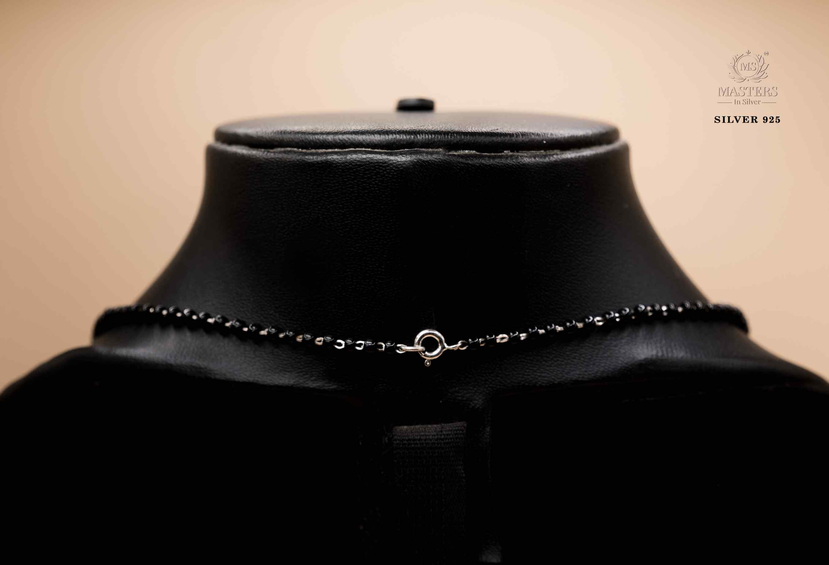 MANGALSUTRA MID SIZE PENDANT SHINING DIAMONDS TYPE ORIGINAL STERLING SILVER