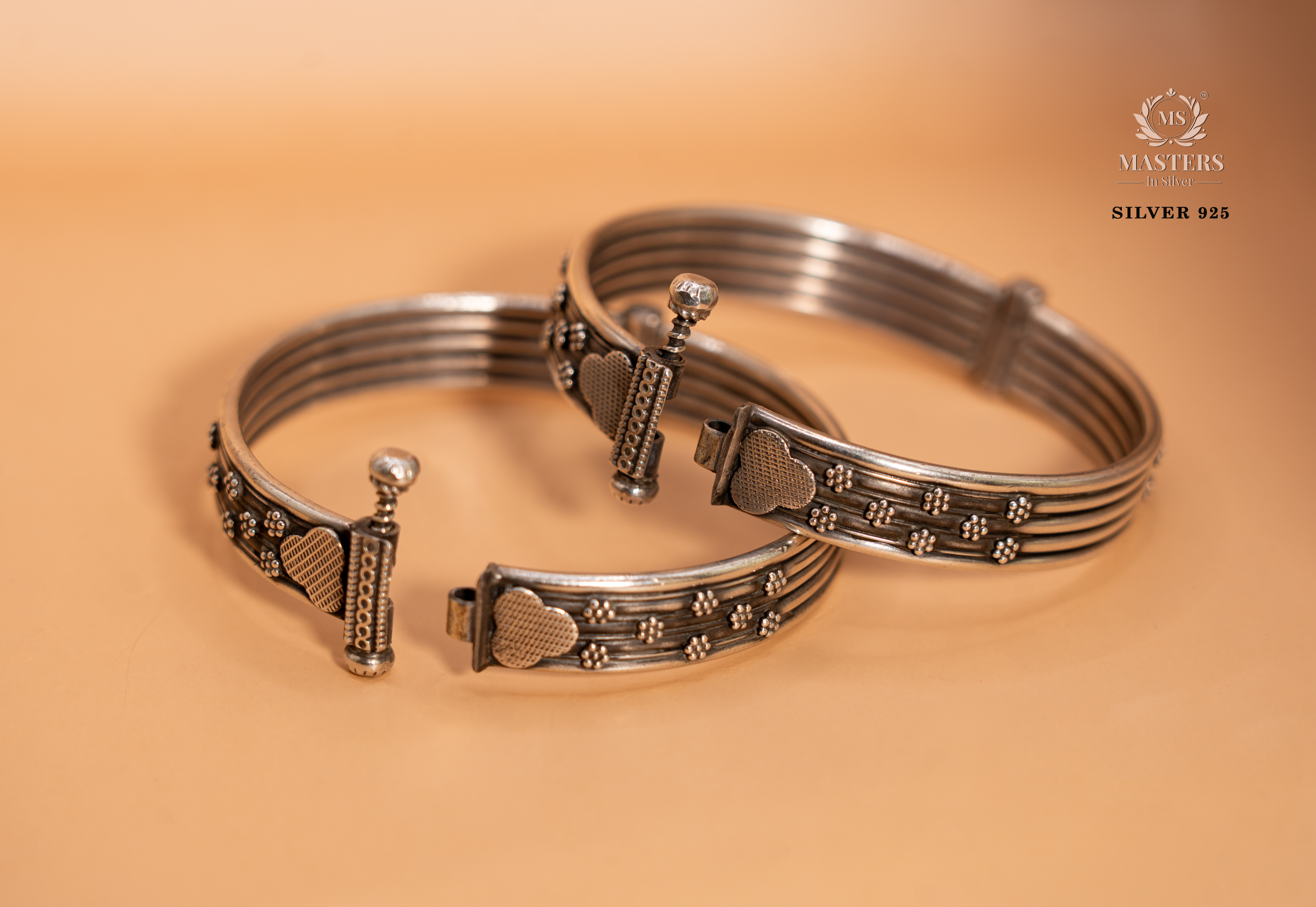 PREMIUM OXIDISED SILVER INDIAN STYLE ( BRACELETS - KADE  2 Pcs.) lock type