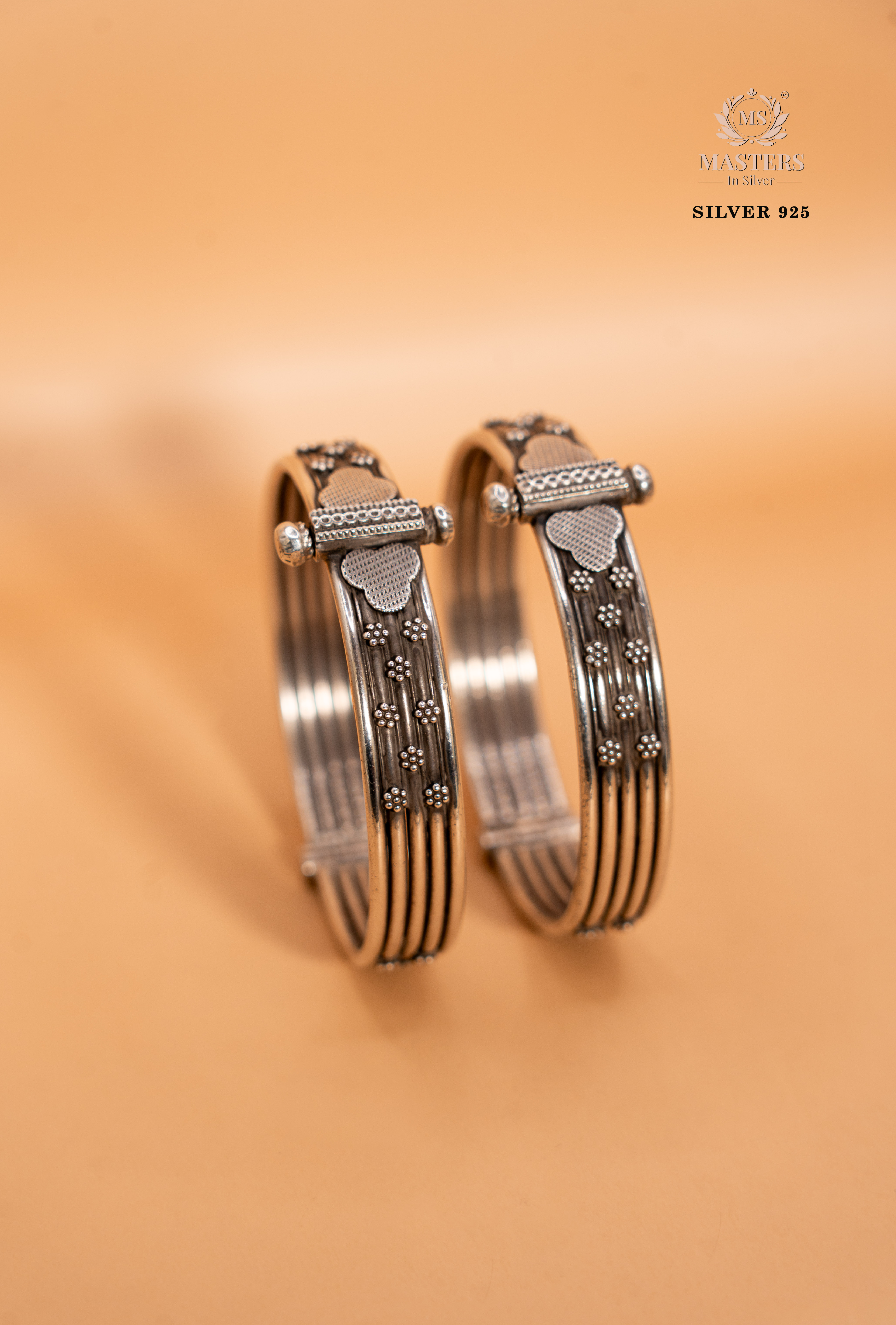 PREMIUM OXIDISED SILVER INDIAN STYLE ( BRACELETS - KADE  2 Pcs.) lock type