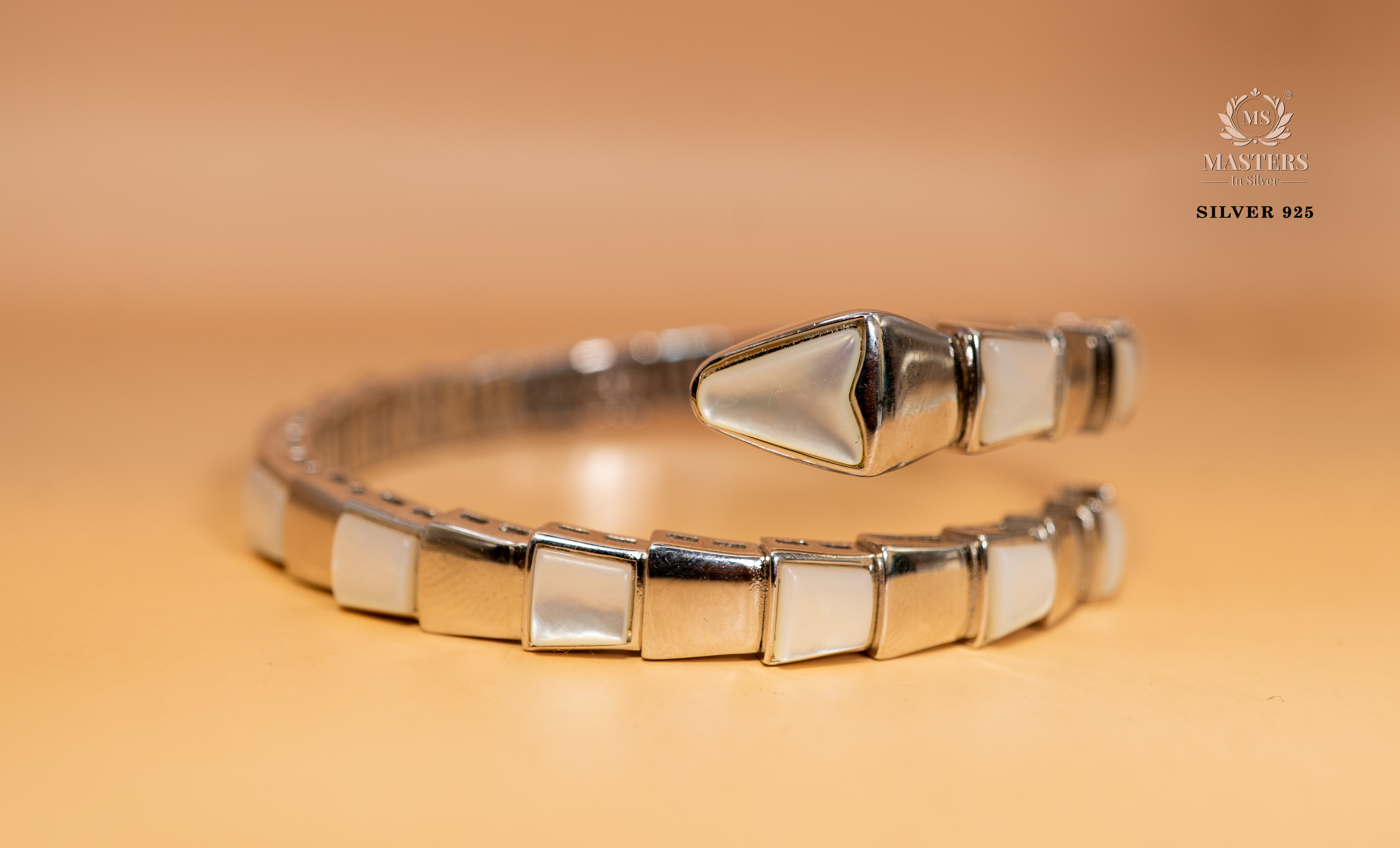 STERLING  SILVER BRACELET  MOP EMBEDDED