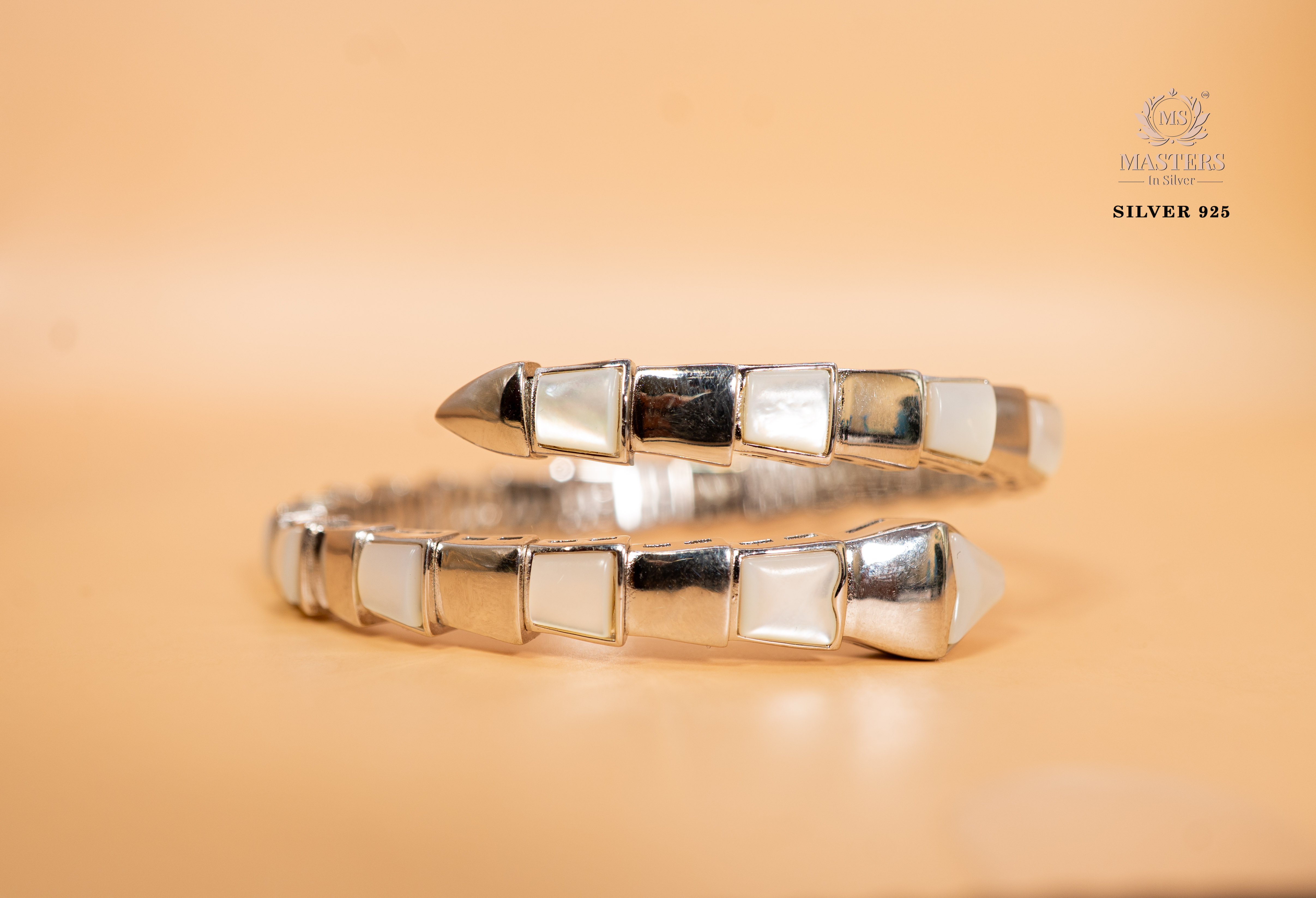 STERLING  SILVER BRACELET  MOP EMBEDDED