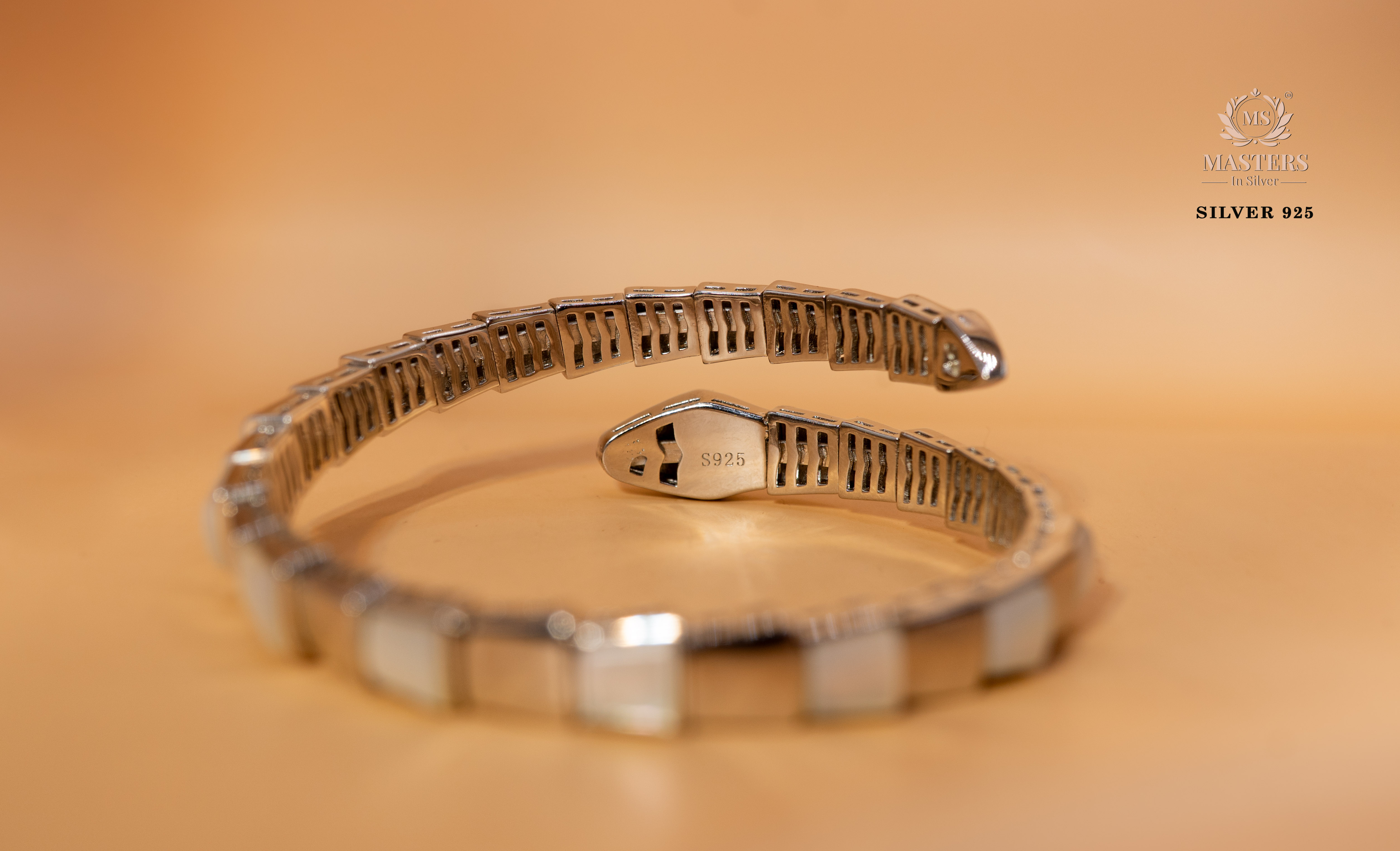 STERLING  SILVER BRACELET  MOP EMBEDDED